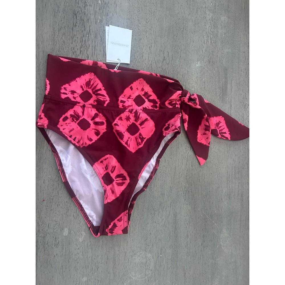 Zimmermann High Waisted Bikini Bottoms Burgundy Pink Tie Dye‎ Side Tie Size 0 - Picture 11 of 11